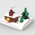 LEGO Toy Blocks Christmas Chalet Cartoon Shrinking Winter Chalet 3d model