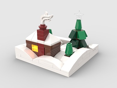 LEGO Toy Blocks Christmas Chalet Cartoon Shrinking Winter Chalet 3d model