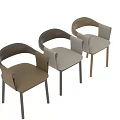 Modern Wood And Fabric Dining Chair With Upholstered Seat And Armrests