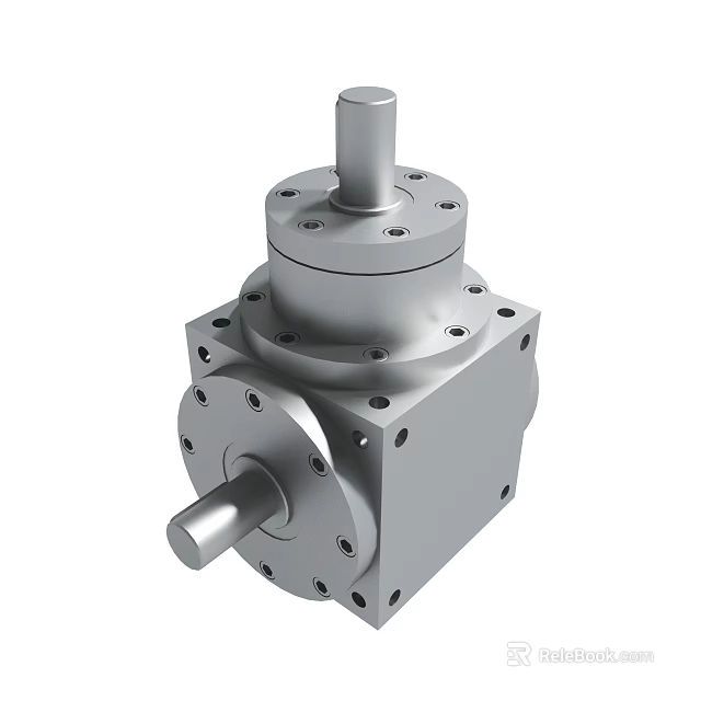 Silver Metal Mechanical Gearbox With Shafts And Bolt Holes Structure 3d model 