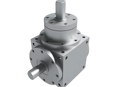 Silver Metal Mechanical Gearbox With Shafts And Bolt Holes Structure 3d model
