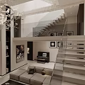 Modern Minimalist Upholstered Sofa And Side Table Combination For Contemporary Neutral Tone Living Room Decor