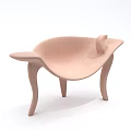 Unique Modern Single Chair With Light Pink Fabric Curved Seat And Four Legs