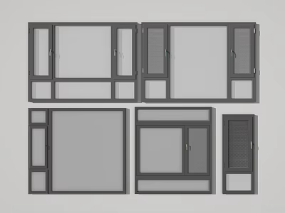 Modern Aluminum Frame Casement Windows With Double Glazed Glass And Various Sizes 3d model