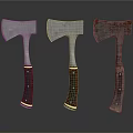 Vintage And Modern Axes With Metal Heads And Wooden Leather Wrapped Handles