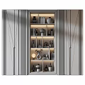 Stylish Modern Wooden Display Cabinet With Multiple Shelves Vases Books And Decorative Sculptures