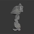 Gray Mechanical Robot 3D Model With Metallic Texture And Standing Pose 3d model