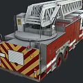 Red and White Fire Truck with Extended Ladder for Emergency Rescue Operations