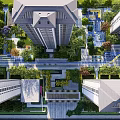 Residential Landscape With High Rise Buildings Lush Greenery And Central Courtyard