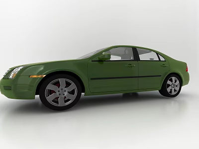 Green Four Door Sedan with Sleek Body and Silver Alloy Wheels 3d model