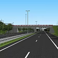 Well Designed Road Infrastructure With Overpass Bridge Streetlights And Green Trees