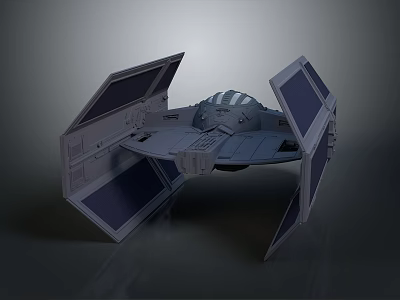 Detailed Fighter Spacecraft Model With Extended Gray Wings Cockpit And Structural Design 3d model