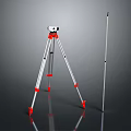 Durable Hardware Tools Tripod And Measuring Rod For Construction Projects 3d model
