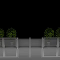 Public Urban Railings with Transparent Design Green Plants and Sleek Reflective Ground