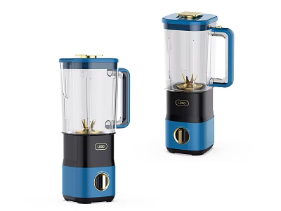 Modern Blue and Black Blenders with Transparent Jars and Handles for Home Use 3d model