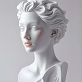 Elegant Female Bust Sculpture With Curly Hair And Soft Facial Features
