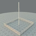 Modern Tall Pole Structure With Surrounding Fence And Stone Tiled Ground