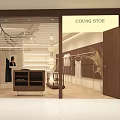Modern Clothing Store Interior With Wooden Racks Clothes Reception Counter And Decorative Plants