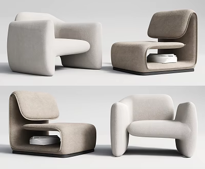 Modern Leisure Chair Collection Showcasing Minimalist Design And Neutral Tones From Various Angles 3d model