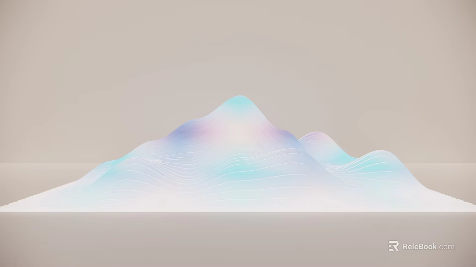 Garden Ornament With Abstract Mountain Shape And Wavy Lines In Soft Gradient Tones 3d model 