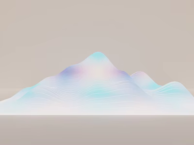 Garden Ornament With Abstract Mountain Shape And Wavy Lines In Soft Gradient Tones 3d model