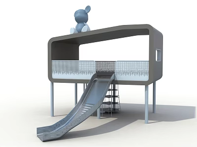 Playground Equipment With Elevated Platform Slide Ladder And Blue Decorative Figure 3d model