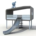 Playground Equipment With Elevated Platform Slide Ladder And Blue Decorative Figure 3d model