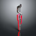 Futuristic Sci Fi Sword With Metallic Silver Finish And Bold Red Accents Details