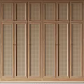 Wooden Grid Panel Doors With Perforated Design For Interior Decoration 3d model