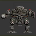 Metallic Armored Biomechanical Warrior With Mechanical Arms Red Green Details And Multiple Joints