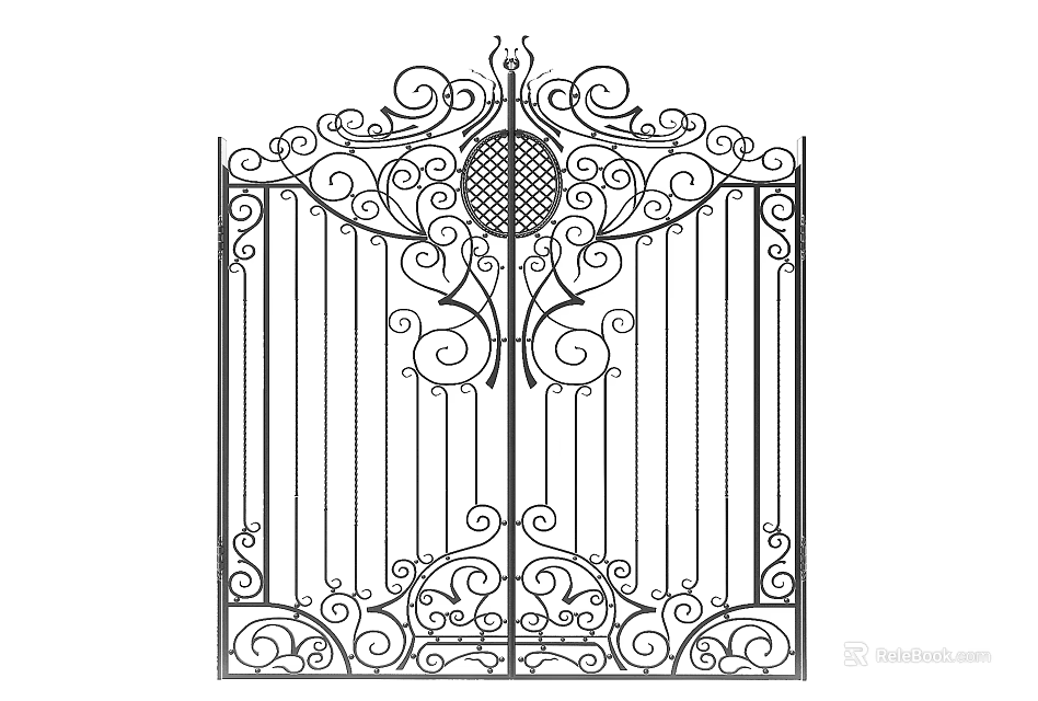 Wrought Iron Gate With Intricate Scrollwork And Ornate Decorative Patterns 3d model 
