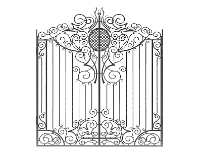 Wrought Iron Gate With Intricate Scrollwork And Ornate Decorative Patterns 3d model