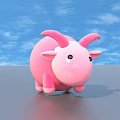 Cute Pink Round Body Toy With Small Horns And Black Eyes For Kids