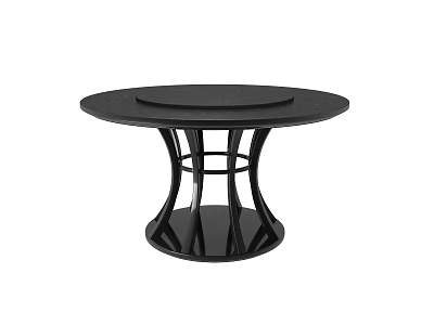 Elegant Black Round Dining Table With Unique Curved Base Structure For Modern Home Decor 3d model