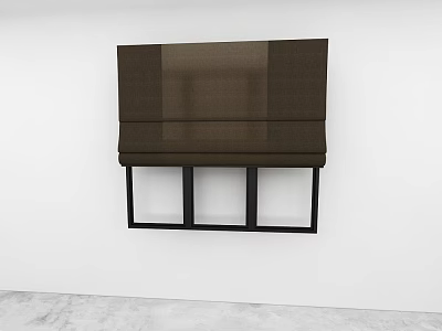 Brown Roman Curtain With Modern Design Mounted On White Wall And Black Frame 3d model