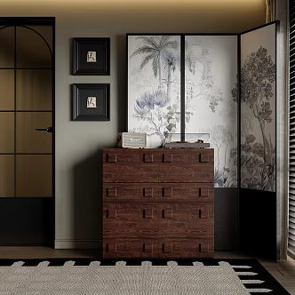 Middle Style Side Cabinet 3d model