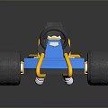 Blue And Yellow Go Kart With Black Seat And Large Tires Design