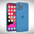 Blue iPhone Smartphone With Front Screen App Icons And Back Apple Logo Camera Design 3d model