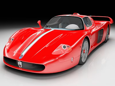 Luxury Red Sports Car With White Stripe Sleek Design And Silver Alloy Wheels 3d model