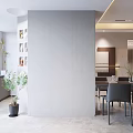 Modern Living And Dining Area Interior With Dining Table Chairs Large Windows Recessed Lighting And Cabinets