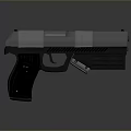 Futuristic Metallic Gun with Detailed Armor Plated Structure and Ergonomic Grip Isolated on Dark Background