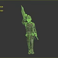 Detailed Silver Armored Warrior Character Holding Large Sword And Gun