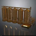 Industrial Grain Silo Structure With Golden Cylindrical Silos Platforms And Conveyor System