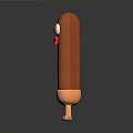 Cartoon Sausage Character Featuring Big Eyes Red Bow Tie Light Legs And Purple Shoes