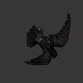 Flying Wooden Bird Sculpture With White Tail And Spread Wings On Gray Background