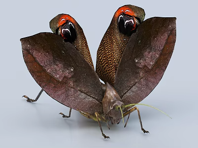 Brown Reptile With Leaf Like Skin And Eye Spots Showing Natural Camouflage Features 3d model