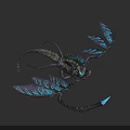 Fantasy Dragon Creature With Stone Like Body Blue Glowing Wings And Sharp Teeth