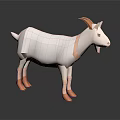 Low Poly White Goat with Orange Horns and Hooves 3D Model in Minimalist Design