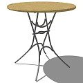 Modern Outdoor Table With Wooden Top And Curved Metal Legs Design