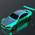 BMW Green And Silver Sports Car With Rear Spoiler Shiny Exterior 3D Rendered Design